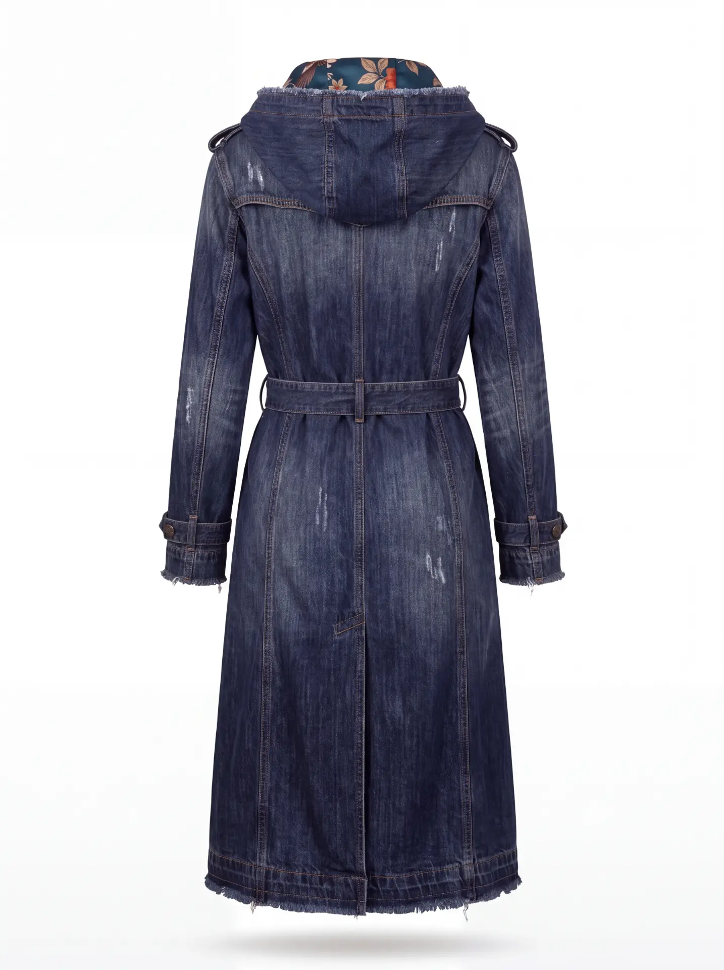 Diamond Life Denim Hood Duster, back view
